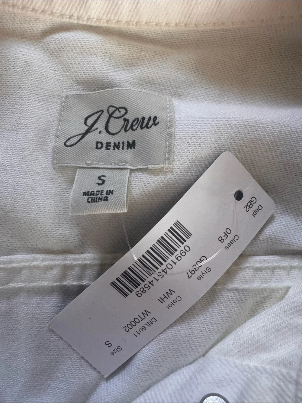 J.Crew Denim Jacket in White NWT Women's Small G0397